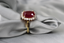 Top shot of ruby gemstone ring with halo of diamonds for festive wear - Vansh Diamonds